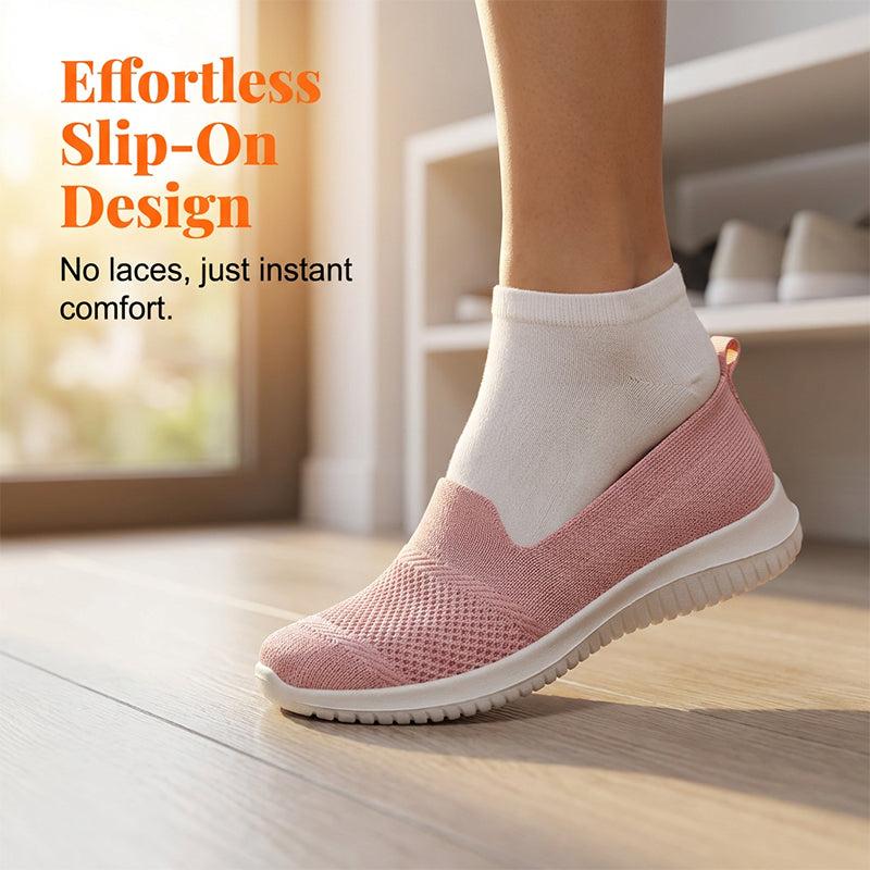 Chaussures de marche sans lacets en maille respirante pour femme