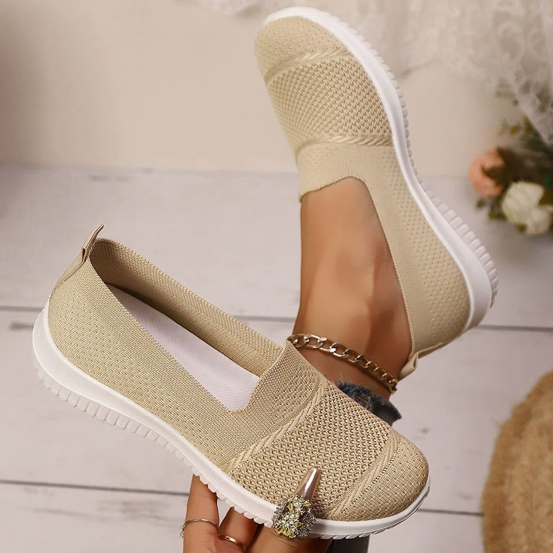 Chaussures de marche sans lacets en maille respirante pour femme