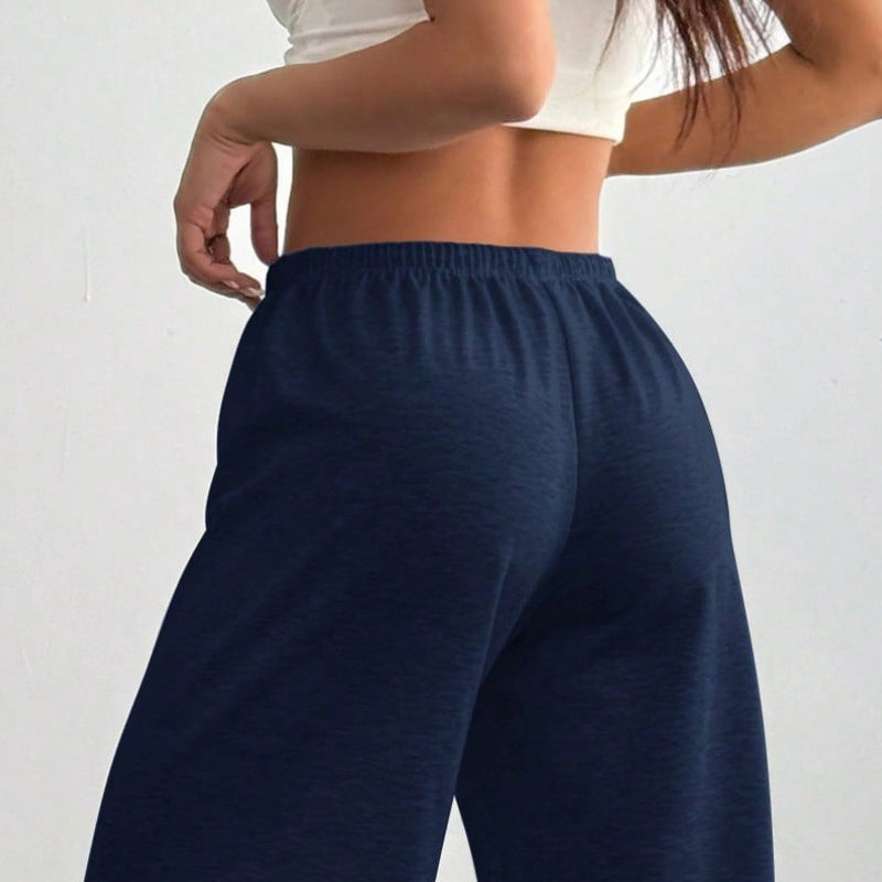 Pantalon de survêtement décontracté à jambes larges pour femme, avec cordon de serrage