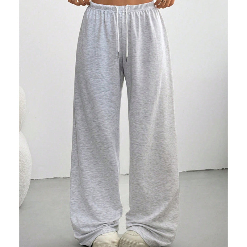 Pantalon de survêtement décontracté à jambes larges pour femme, avec cordon de serrage