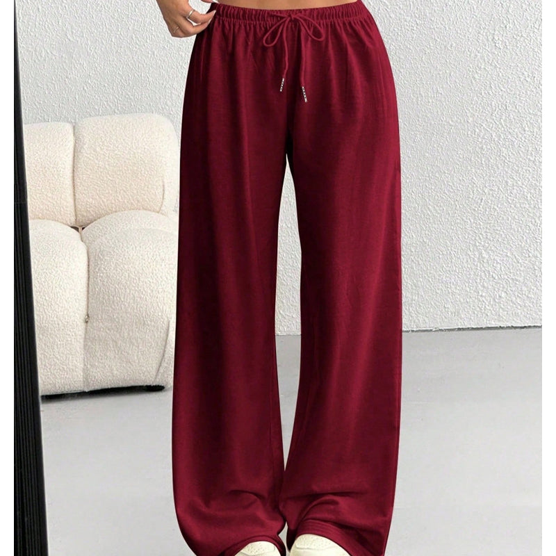 Pantalon de survêtement décontracté à jambes larges pour femme, avec cordon de serrage