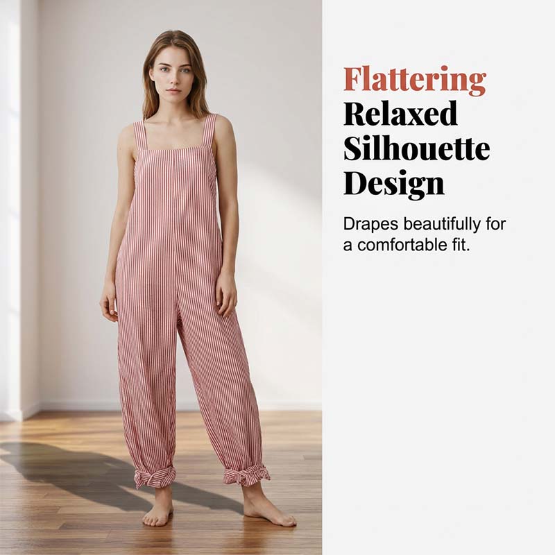👗🌊 Offre à durée limitée : 50 % de réduction ! Combinaison pantalon rayée à fines bretelles pour femme ☀️