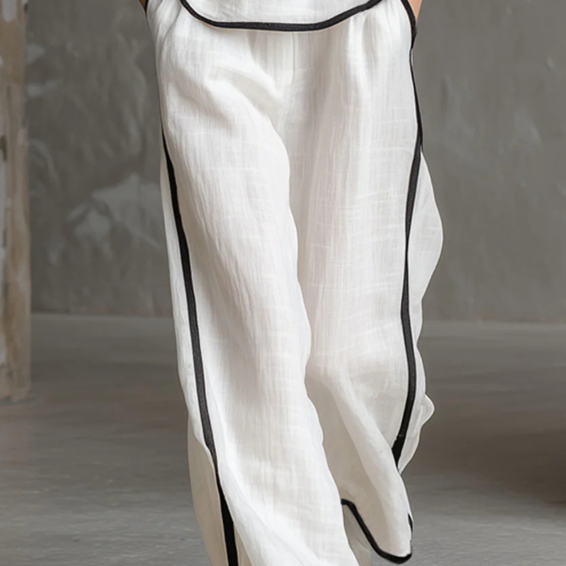 Ensemble pour femme : top sans manches à liseré contrasté et pantalon large