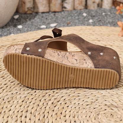 Sandales compensées à bout ouvert pour femme
