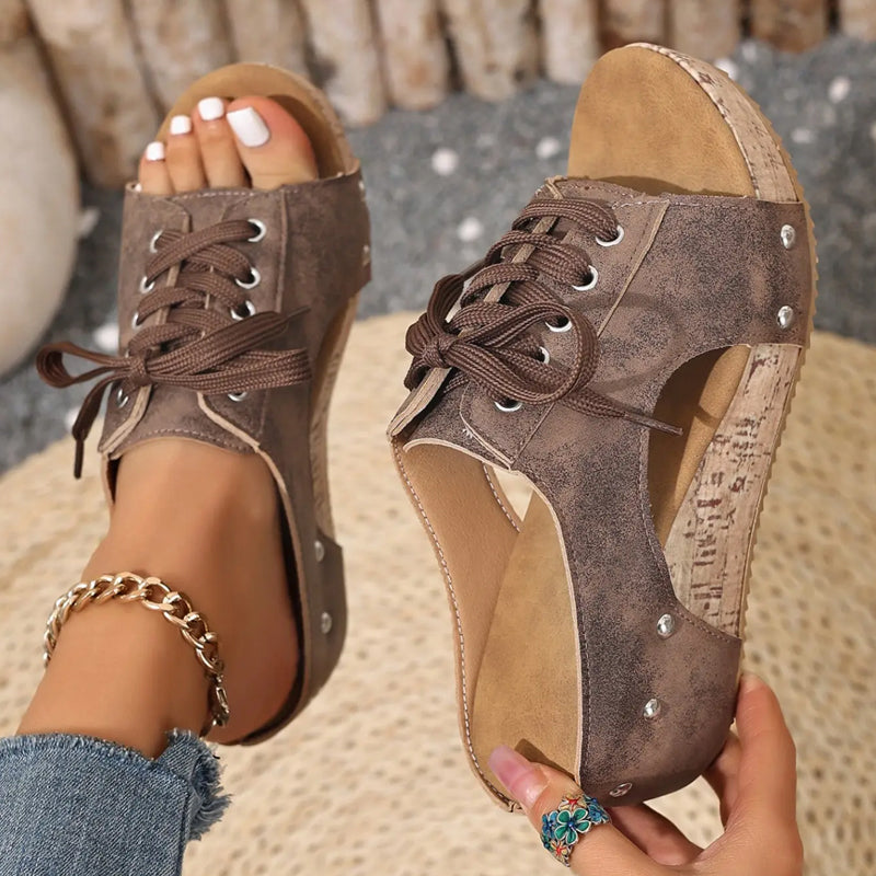 Sandales compensées à bout ouvert pour femme