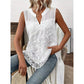 👗PROMO FLASH 50%🌸Chemisier Femme sans Manches en Dentelle Florale – Col en V, Tissu Léger Respirant, Style Romantique & Élégant, Parfait pour Toutes Occasions✨