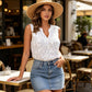 👗PROMO FLASH 50%🌸Chemisier Femme sans Manches en Dentelle Florale – Col en V, Tissu Léger Respirant, Style Romantique & Élégant, Parfait pour Toutes Occasions✨