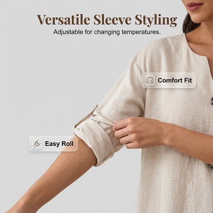 Robe midi pour femme au style décontracté, avec un décolleté en V et des boutons décoratifs