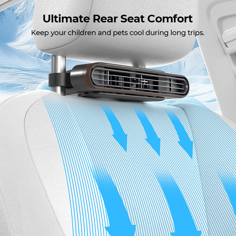 🏆 Ventilateur pour siège auto BreezGo™ 🌬️ – Ventilateur rechargeable à 3 vitesses avec fixation par clip et batterie de 3000 mAh 🔋 | Recharge USB-C ⚡ pour voitures 🚗, voiturettes de golf 🛺 et camping-cars