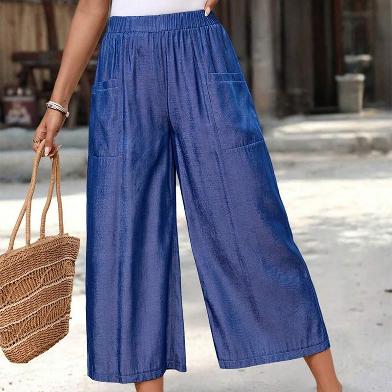 Pantacourt femme à jambes larges