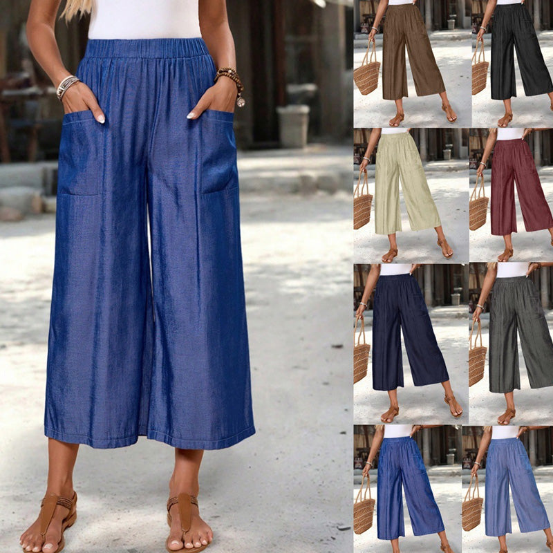 Pantacourt femme à jambes larges