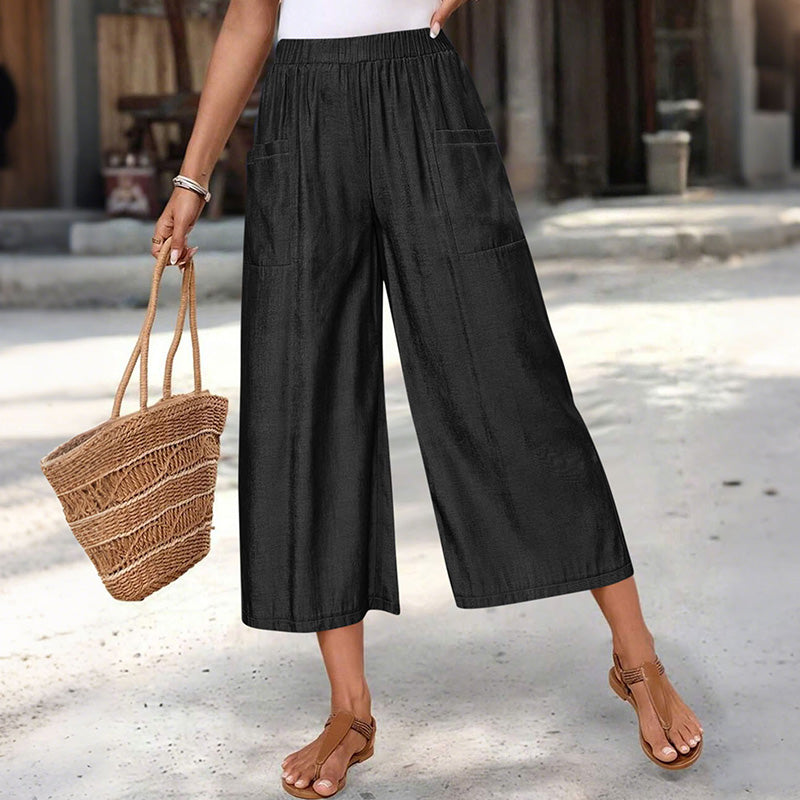 Pantacourt femme à jambes larges