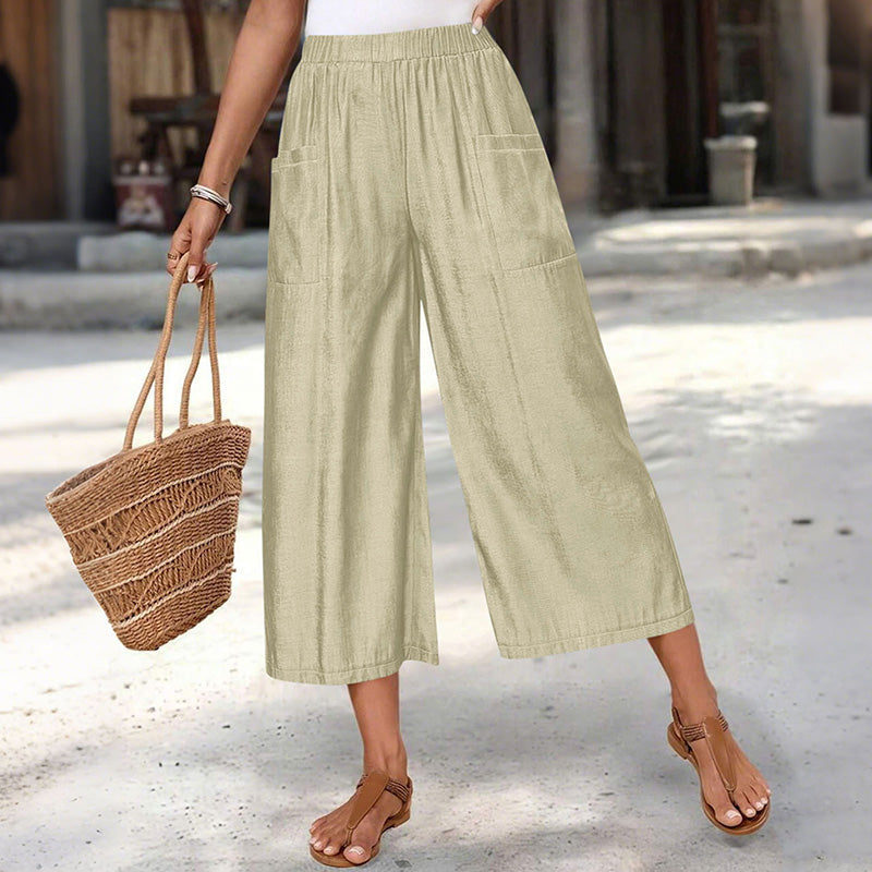 Pantacourt femme à jambes larges