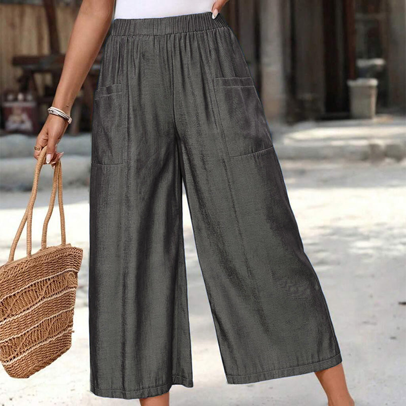 Pantacourt femme à jambes larges