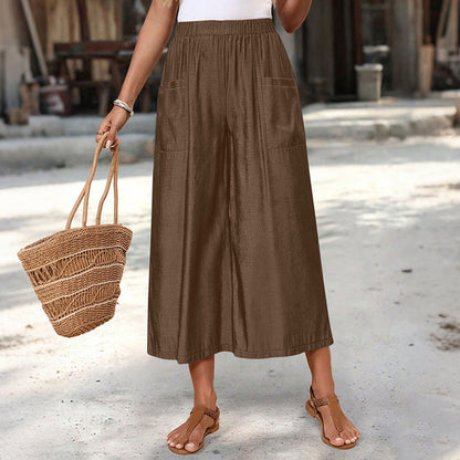 Pantacourt femme à jambes larges
