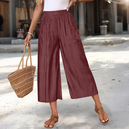 Pantacourt femme à jambes larges