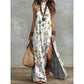 Robe longue fluide sans manches à imprimé floral pour femme