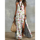 Robe longue fluide sans manches à imprimé floral pour femme