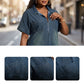 Robe chemise en denim décontractée à demi-zip pour femme