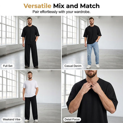 📢📢50 % DE RÉDUCTION !! ⏰Survêtement plissé décontracté et moderne pour homme