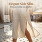 Robe élégante à col et manches courtes en coton et lin pour femme