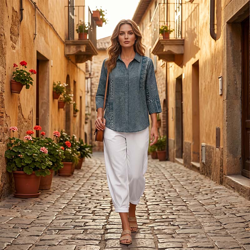 Pantalon décontracté à taille élastique pour femme
