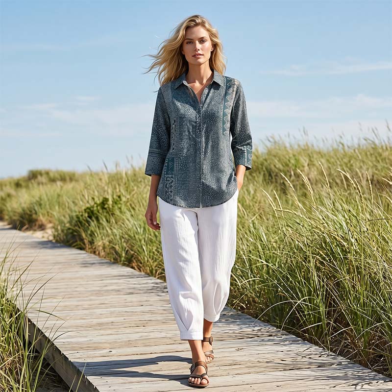 Pantalon décontracté à taille élastique pour femme