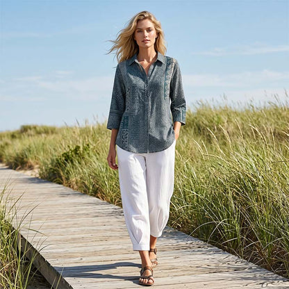 Pantalon décontracté à taille élastique pour femme