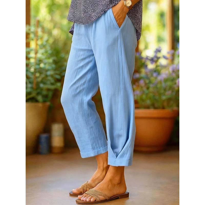 Pantalon décontracté à taille élastique pour femme