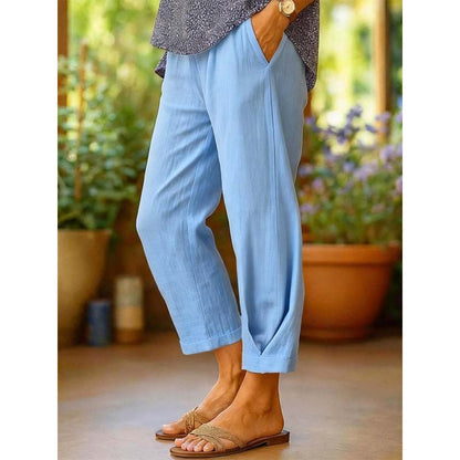 Pantalon décontracté à taille élastique pour femme