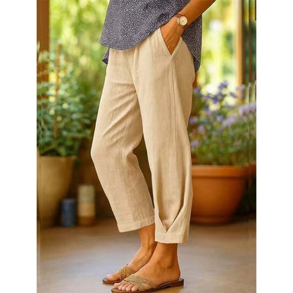 Pantalon décontracté à taille élastique pour femme