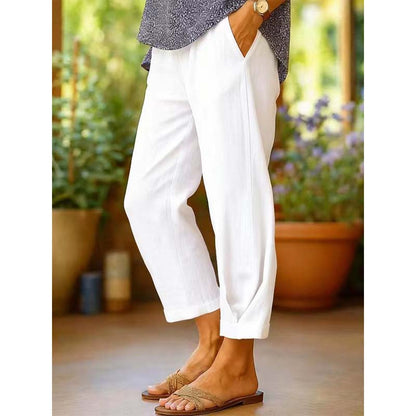 Pantalon décontracté à taille élastique pour femme