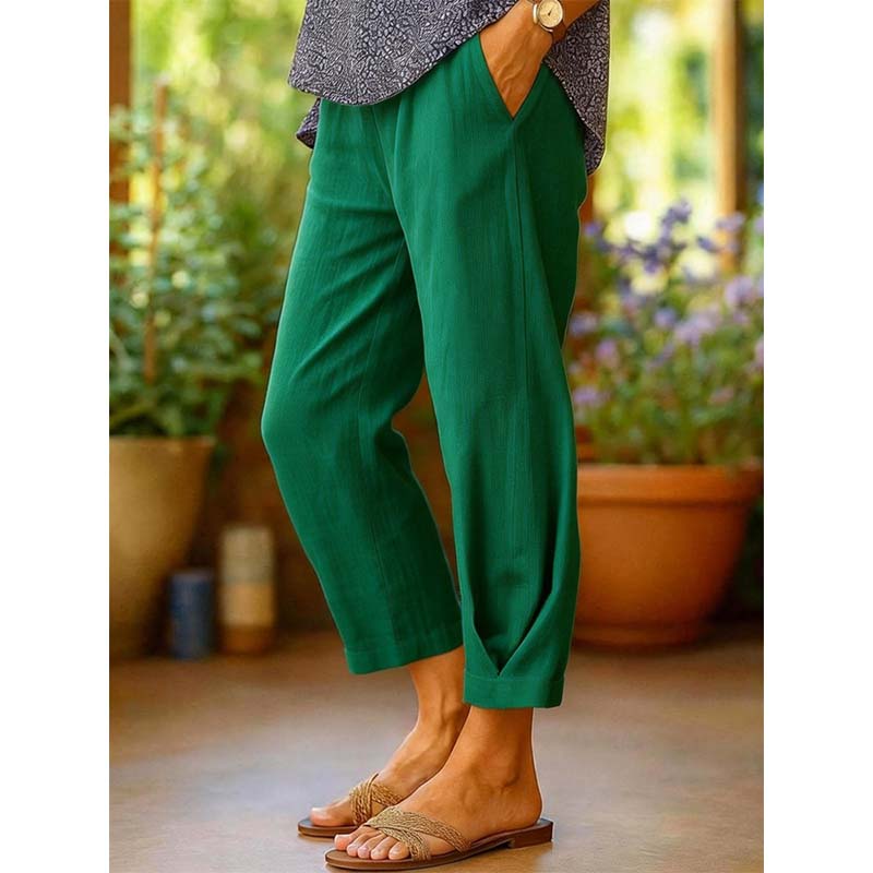 Pantalon décontracté à taille élastique pour femme