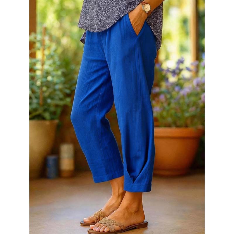 Pantalon décontracté à taille élastique pour femme