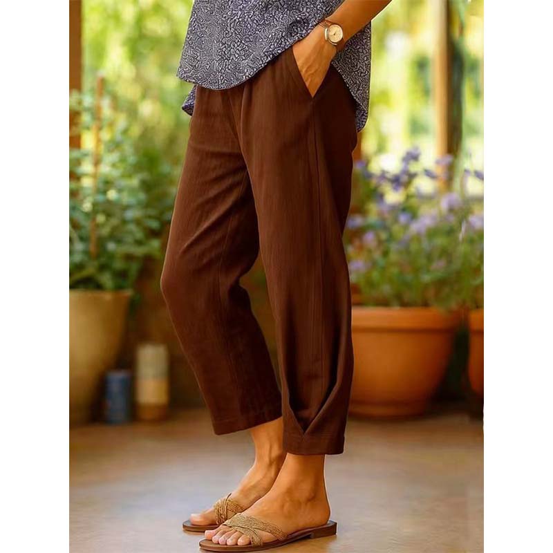 Pantalon décontracté à taille élastique pour femme