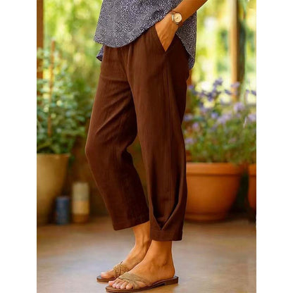 Pantalon décontracté à taille élastique pour femme