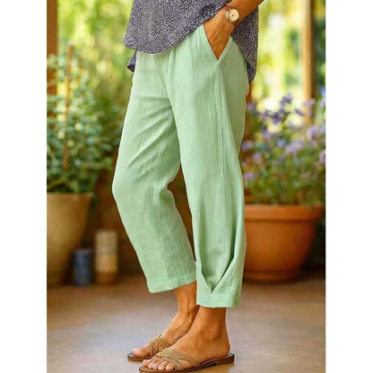 Pantalon décontracté à taille élastique pour femme