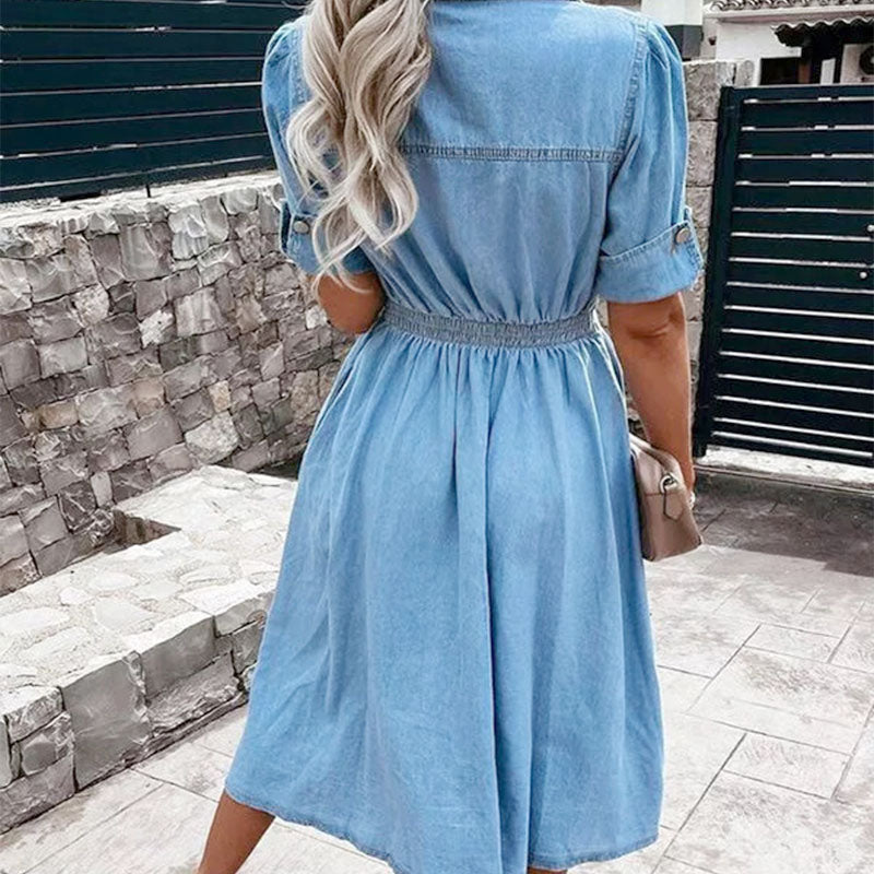 Robe en Denim Bleu à La Mode pour Femmes