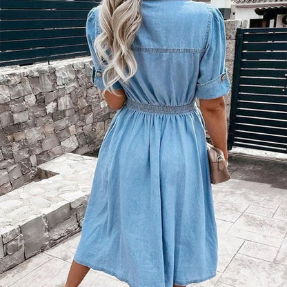 Robe en Denim Bleu à La Mode pour Femmes