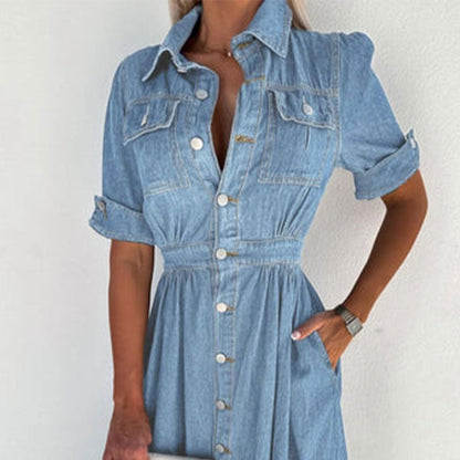Robe en Denim Bleu à La Mode pour Femmes