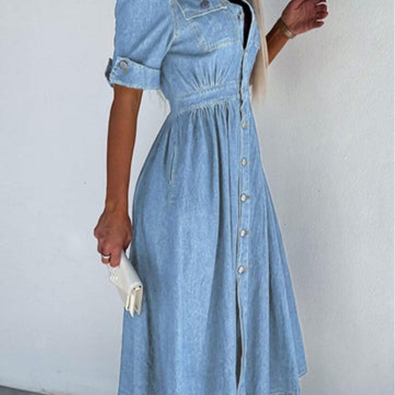 Robe en Denim Bleu à La Mode pour Femmes