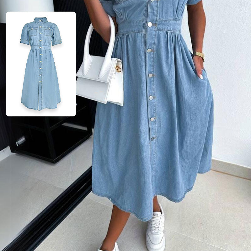 Robe en Denim Bleu à La Mode pour Femmes
