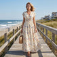 Robe Longue Fleurie à Col V et Taille Smockée pour Femme