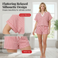 Ensemble chemise à manches courtes et short décontracté à rayures pour femme