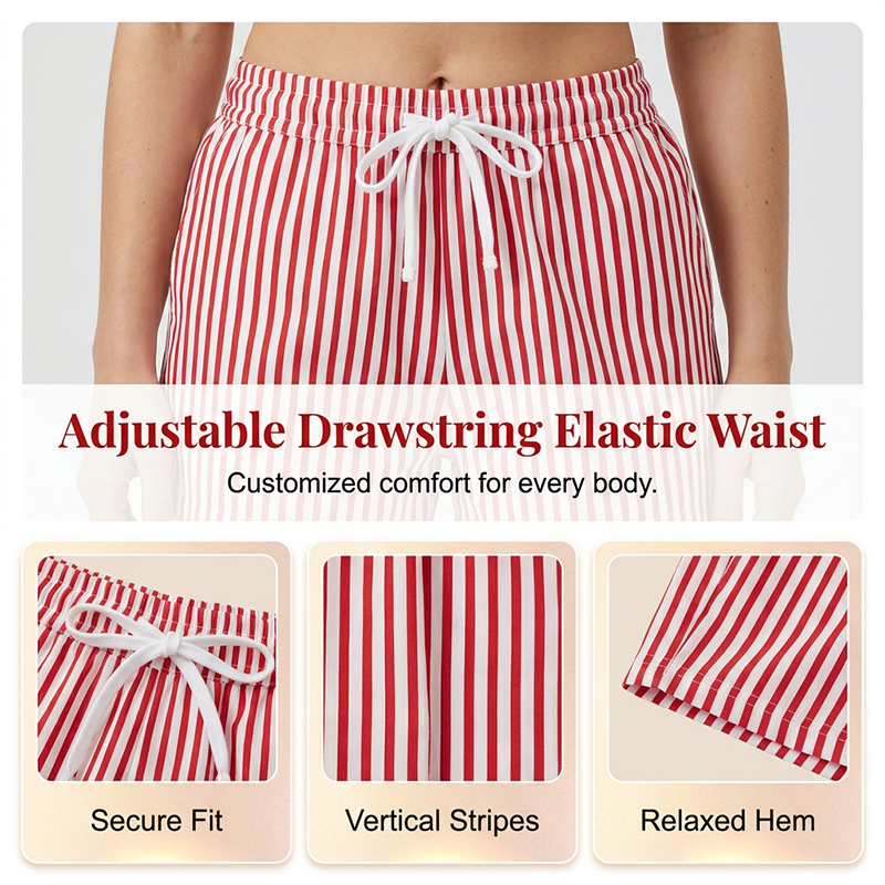Ensemble chemise à manches courtes et short décontracté à rayures pour femme