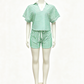 Ensemble chemise à manches courtes et short décontracté à rayures pour femme