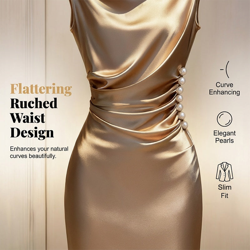 Robe midi sans manches à col bénitier pour femme