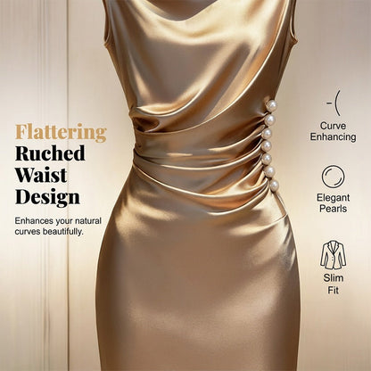 Robe midi sans manches à col bénitier pour femme
