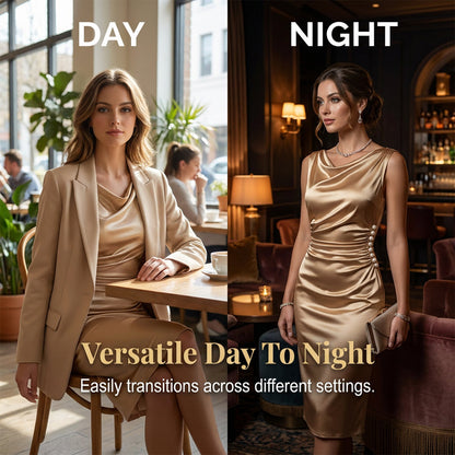 Robe midi sans manches à col bénitier pour femme