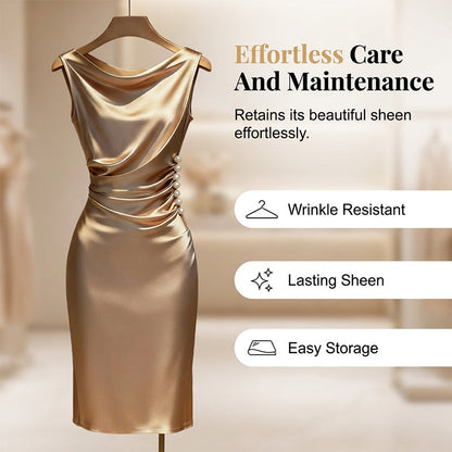Robe midi sans manches à col bénitier pour femme